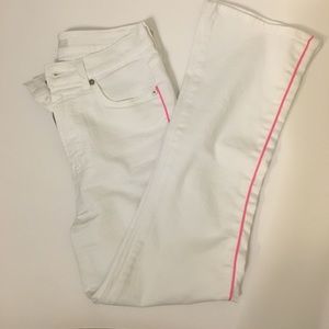 7 for all mankind white denim neon pink piping